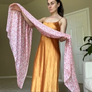 Pink and White Heron Bird Print Scarf